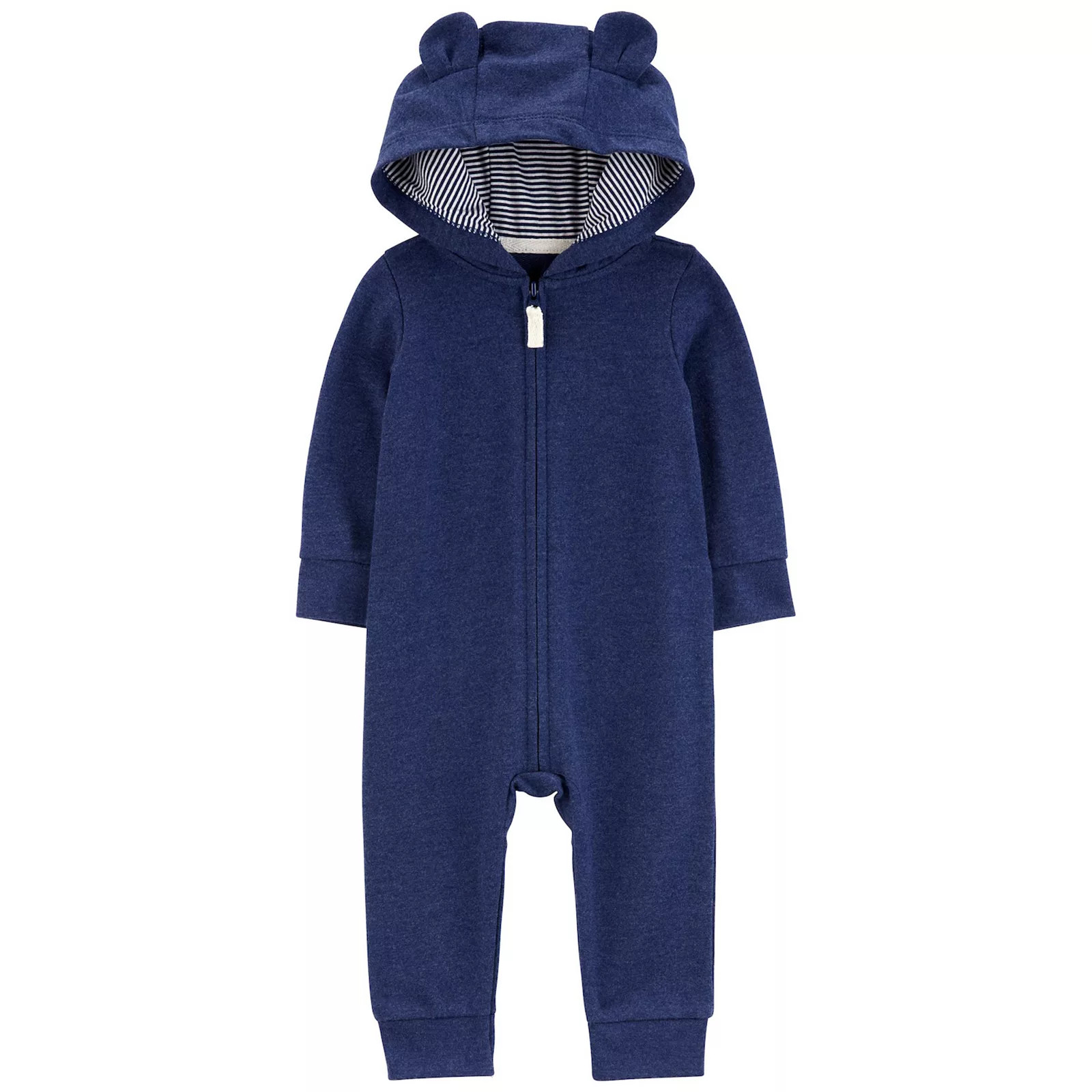 Baby Boy Carter's Bear Hood Zip-Up Thermal Jumpsuit, Boy's, Size: 3 Months, Blue Stripe | Kohl's