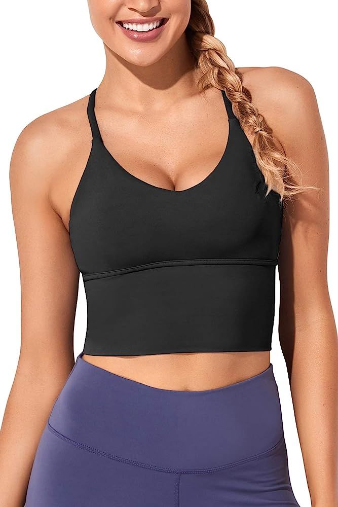 Women Sports Bras Longline Fitness Crop Tops Tank Gym Camisole Yoga Workout Running Shirts | Amazon (US)