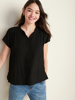 Shirred Button-Front Blouse for Women | Old Navy (US)