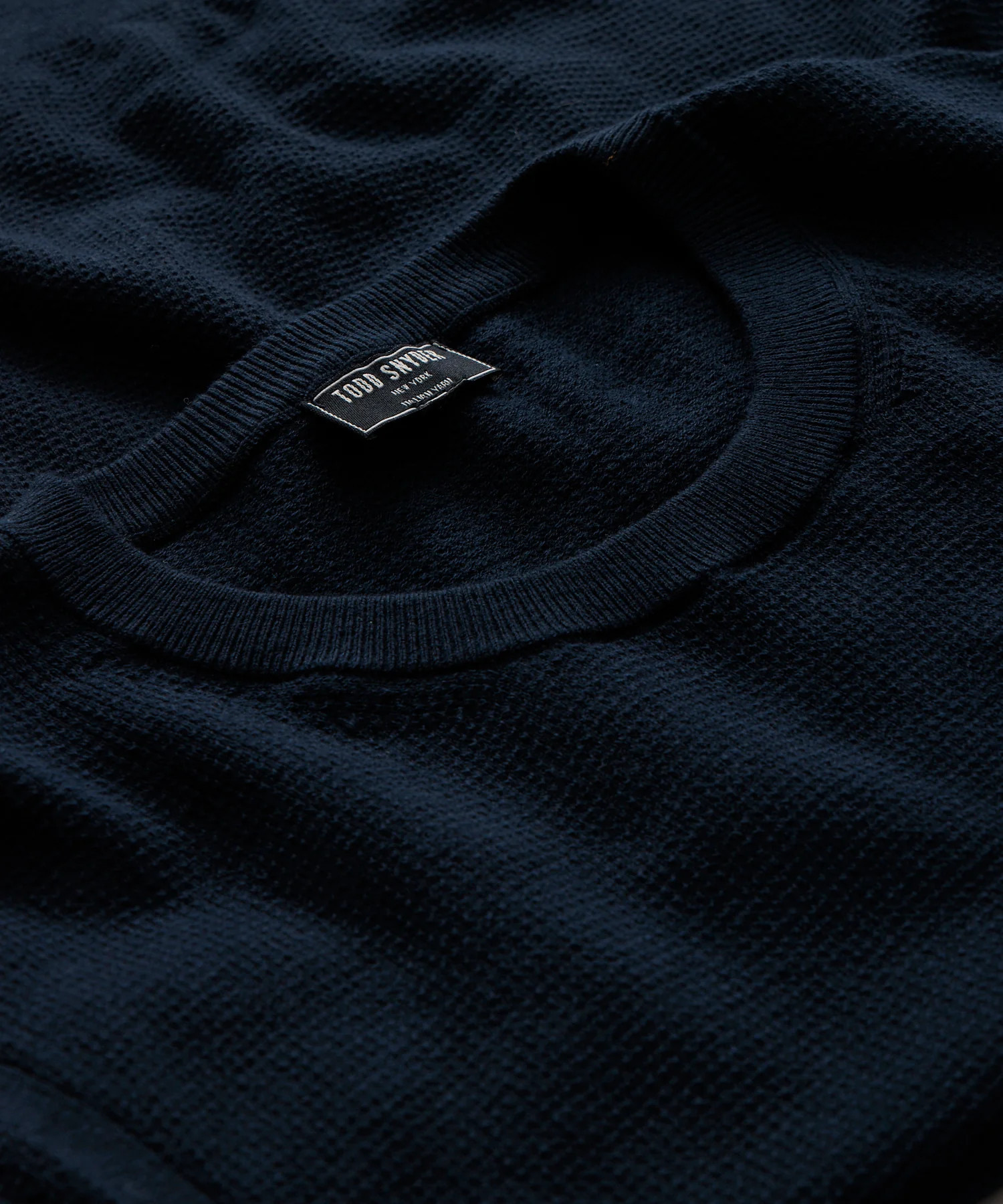 Cotton Silk Pique Crew In Navy | Todd Snyder