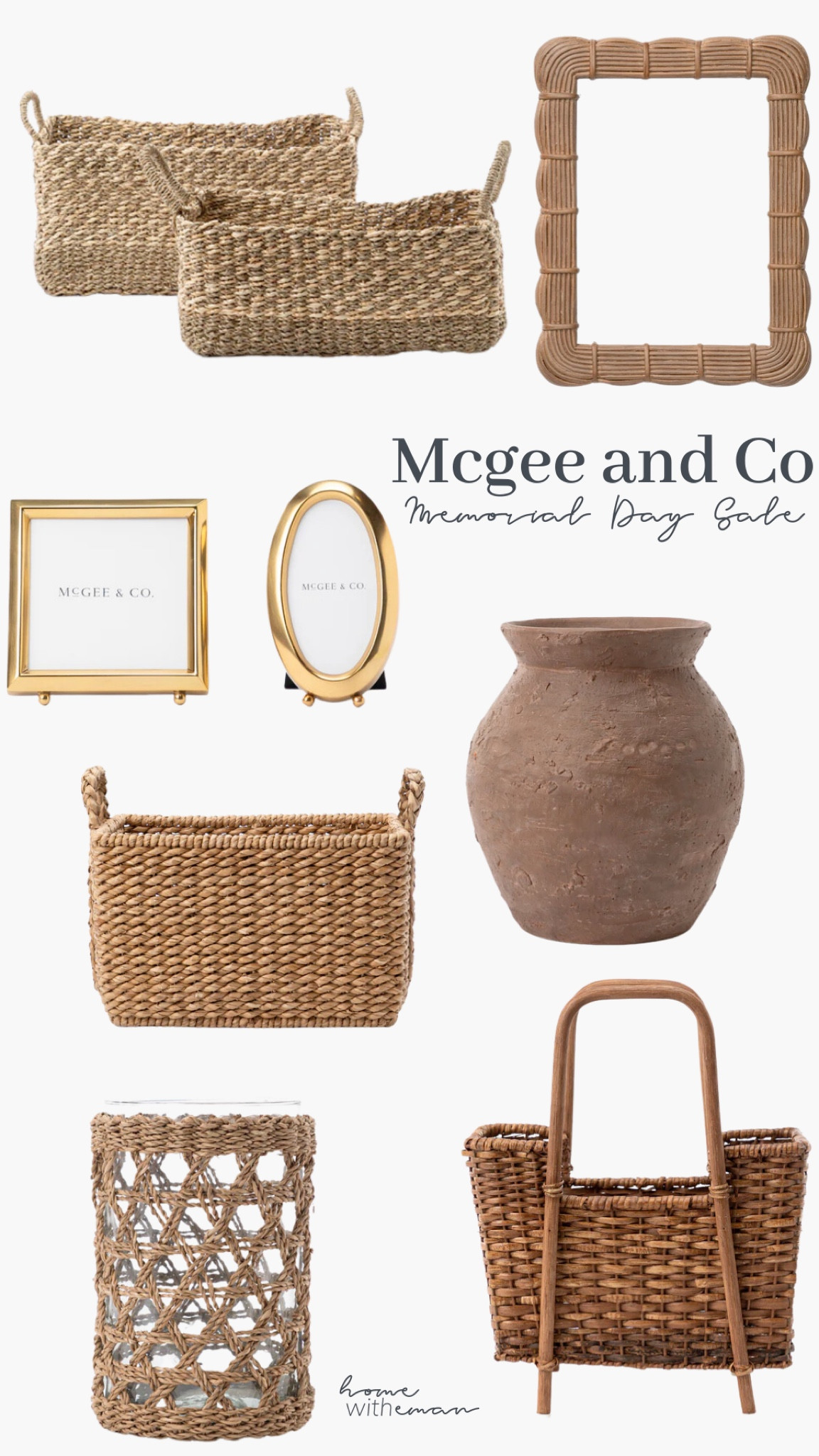Mcgee and co Memorial Day sale! Magazine rack, gold frames, rattan woven frame, baskets, clay vase 

#LTKhome