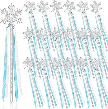 12 Pieces Frozen Snowflake Wand Silver Snowflake Magic Wand Snowflake Theme Winter Wand Princess ... | Amazon (US)
