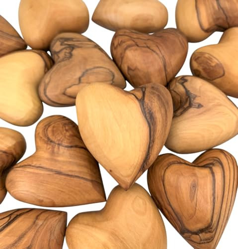 Handmade Wooden Hearts, Set of Five Olive Wood Carved Hearts from The Holy Land, Carved Wood Hearts for Gifts Anniversary Valentine Gift, Loss Love, Wooden Hearts for Wedding, Heart Décor | Amazon (US)