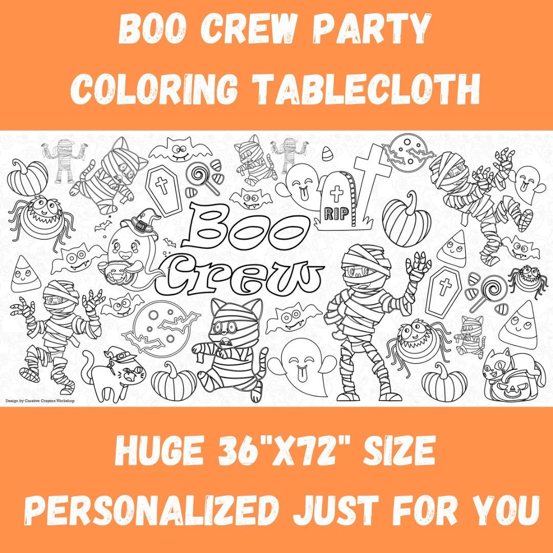 Boo Crew Party Coloring Tablecloth Halloween Mummy Coloring - Etsy | Etsy (US)