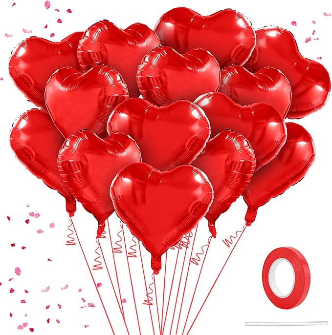 30 PCS Heart Balloons, Red Heart Balloons, 18inch Heart Shaped Balloons for Valentines Day Balloo... | Amazon (US)