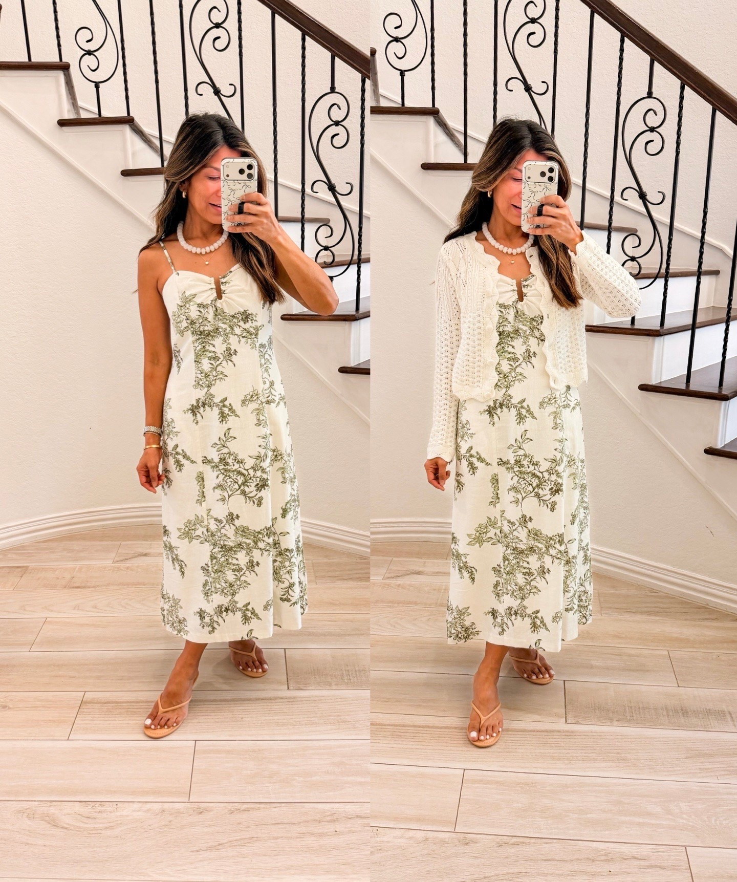 I’m 5’2” 118#ish for reference 
Mother’s Day dress, church, lunch 
Dress in size 0. If you have larger chest size up. 
Cardigan in small tt
Sandals tts

#LTKPetite #LTKOver40 #LTKMothersDay