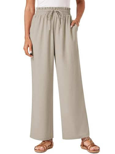 Womens Palazzo Pants Wide Leg High Waist Flowy 2025 Casual Summer Linen Beach Loose Comfy Boho Pa... | Amazon (US)