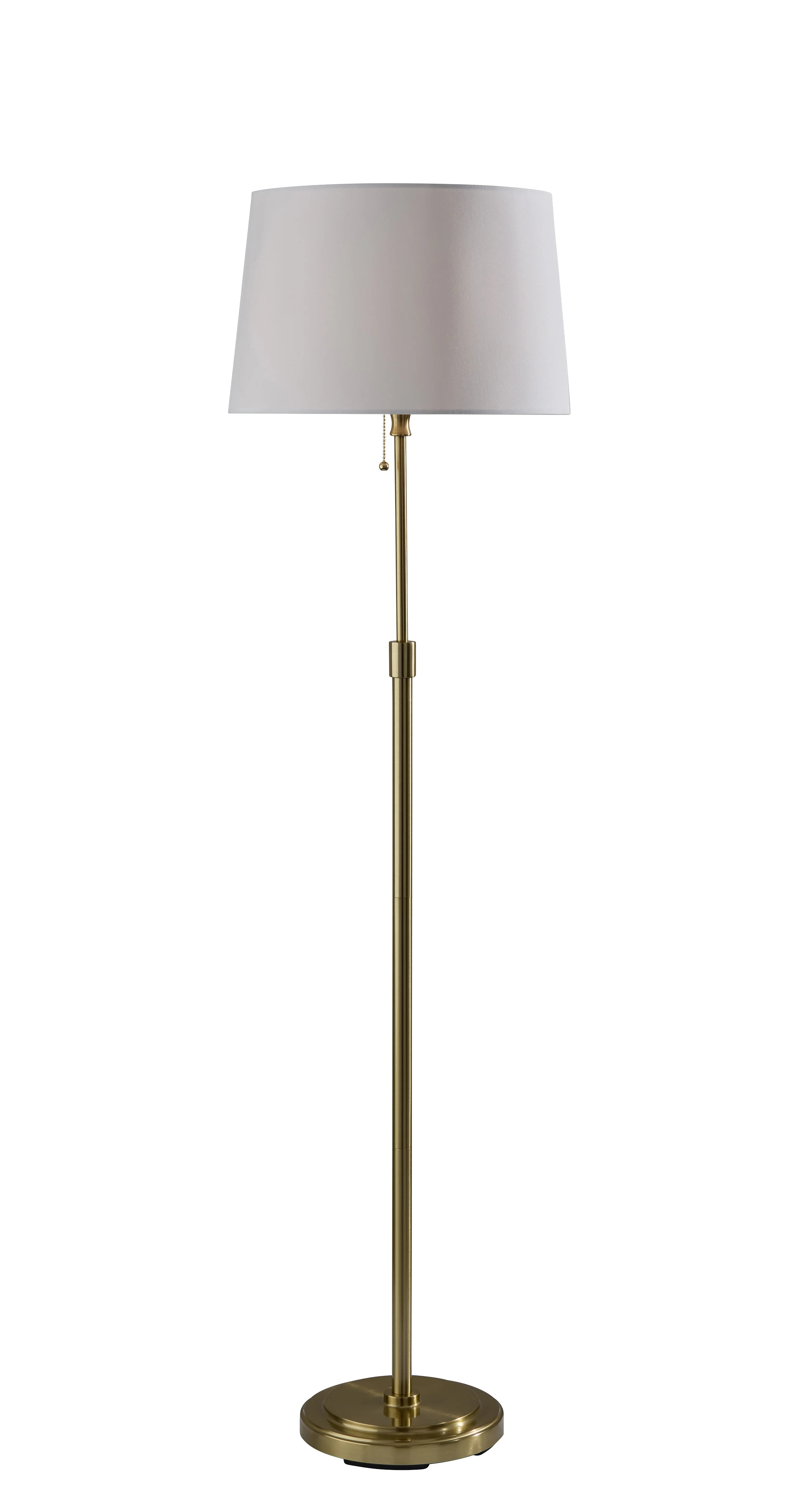 Mainstays Floor Lamp 59.5" Gold Stick Floor Lamp with White Fabric Shade | Walmart (US)