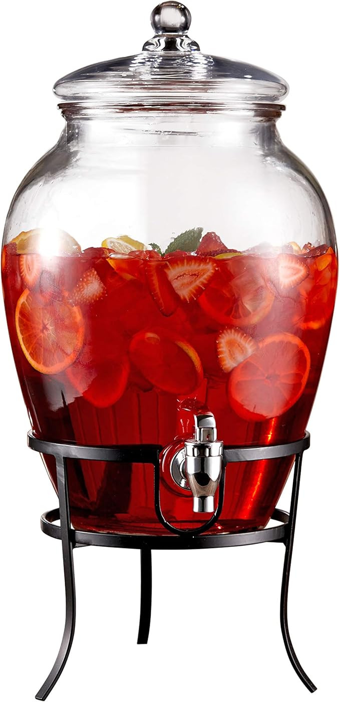 Style Setter Beverage Dispenser Cold Drink Dispenser Glass Jug, Metal Stand & Leak-Proof Acrylic ... | Amazon (US)