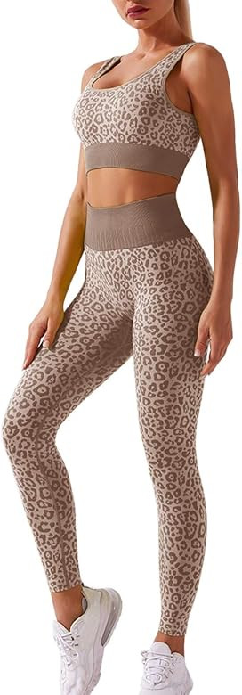 Menore Yoga Outfits Workout Sets for Women Seamless Yoga Sports Tracksuits Bra and Leggings Set 2 Pi | Amazon (US)