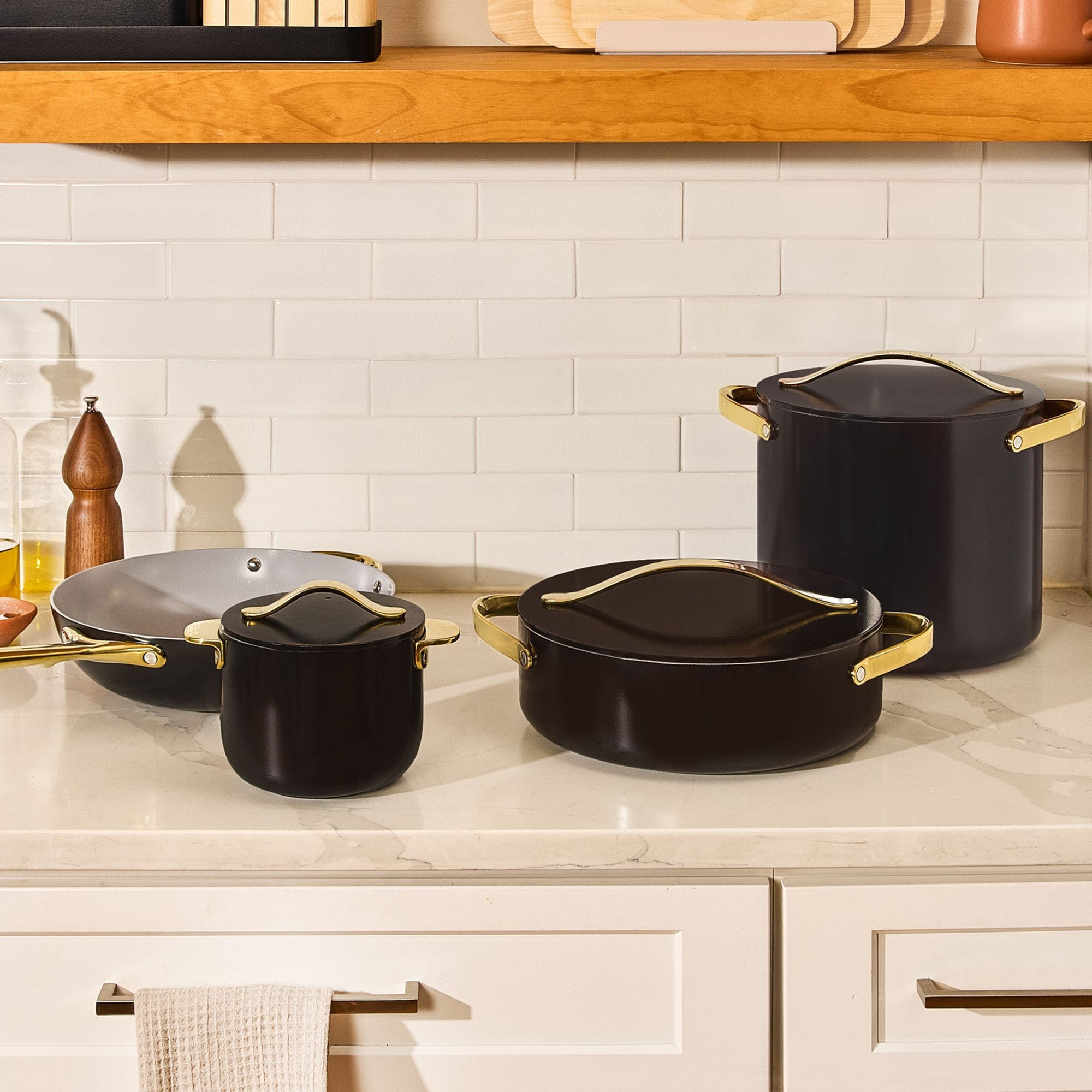 8 Piece Cookware Plus Set In Black | Non-Stick, Non-Toxic, PFAS-Free Ceramic Cookware | Induction-Compatible For Healthy Cooking | High, Anti-Splatter Walls | Caraway | Caraway