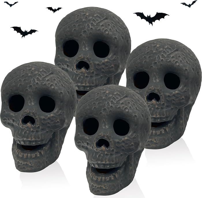 4 Pcs Ceramic Skull | Small Fire Pit Skulls | Reusable Halloween Skull Decor & Skeleton Head Prop... | Amazon (US)