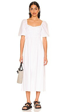 FAITHFULL THE BRAND Harmonita Midi Dress in Plain White from Revolve.com | Revolve Clothing (Global)