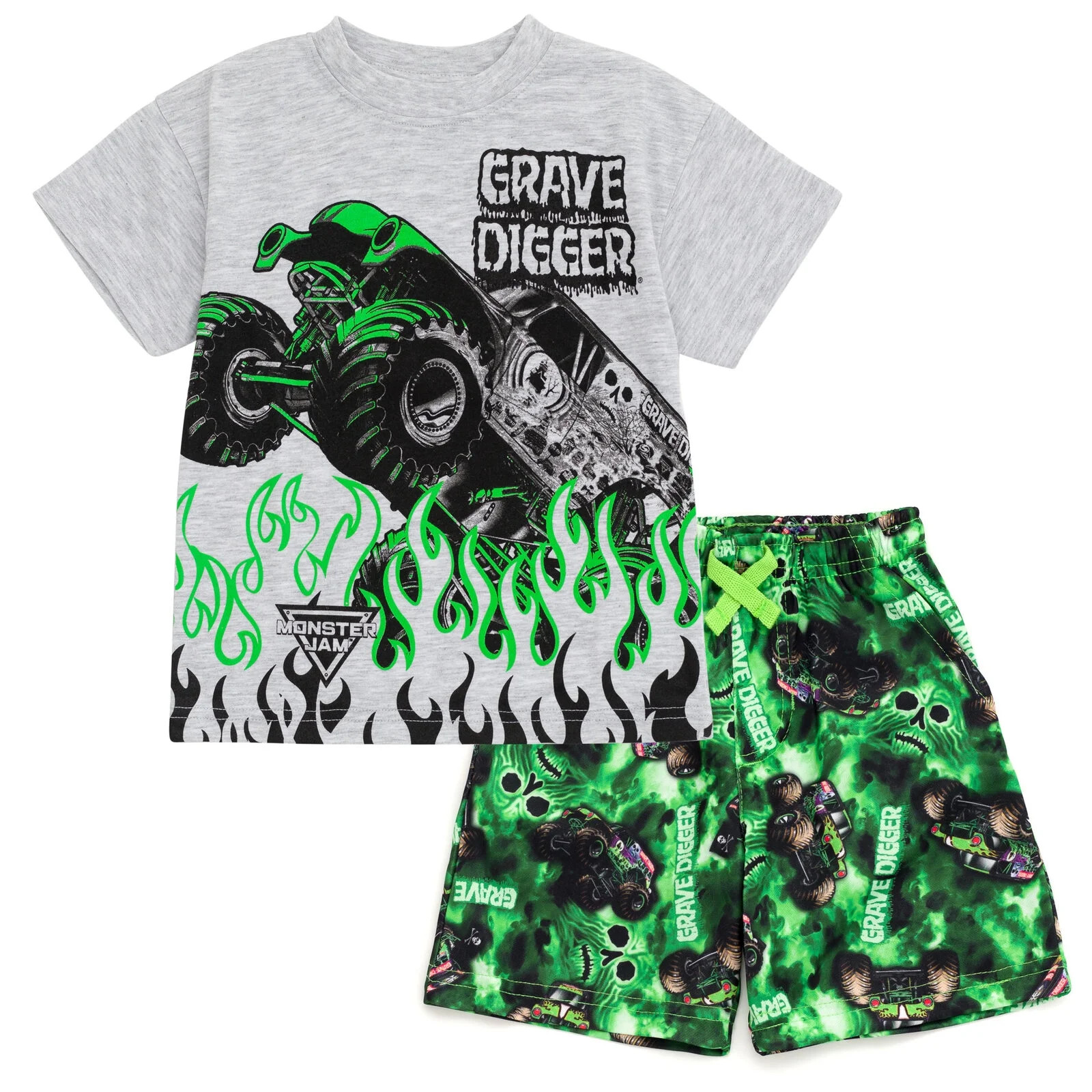 Monster Jam Grave Digger Monster Truck T-Shirt and Shorts Outfit Set Toddler to Big Kid | Walmart (US)