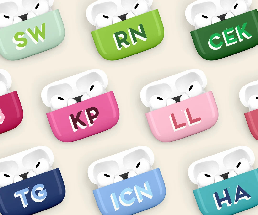 Monogram Apple Air Pods Case Case, Custom Airpods, Personalized Airpods Case, Keychain Protective... | Etsy (US)