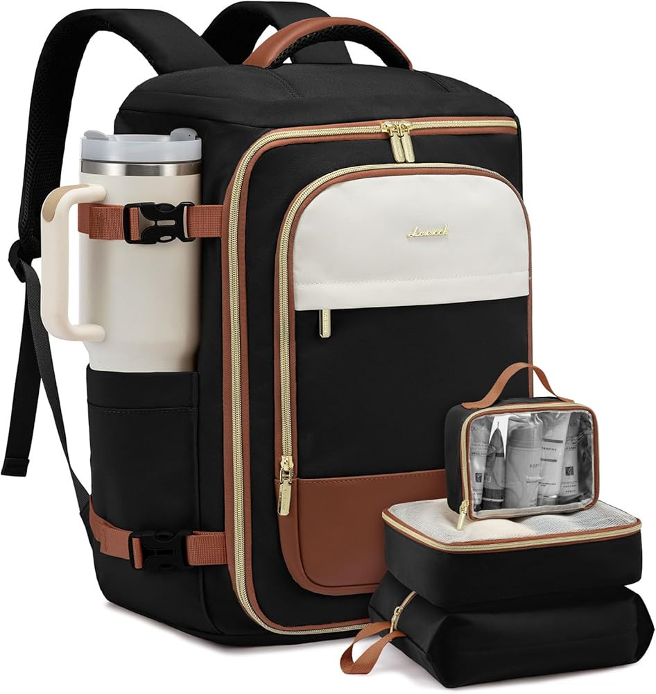 LOVEVOOK 40L Travel Backpack for Women, TSA Approved Carry On Backpack with 3 Packing Cubes, Pers... | Amazon (US)