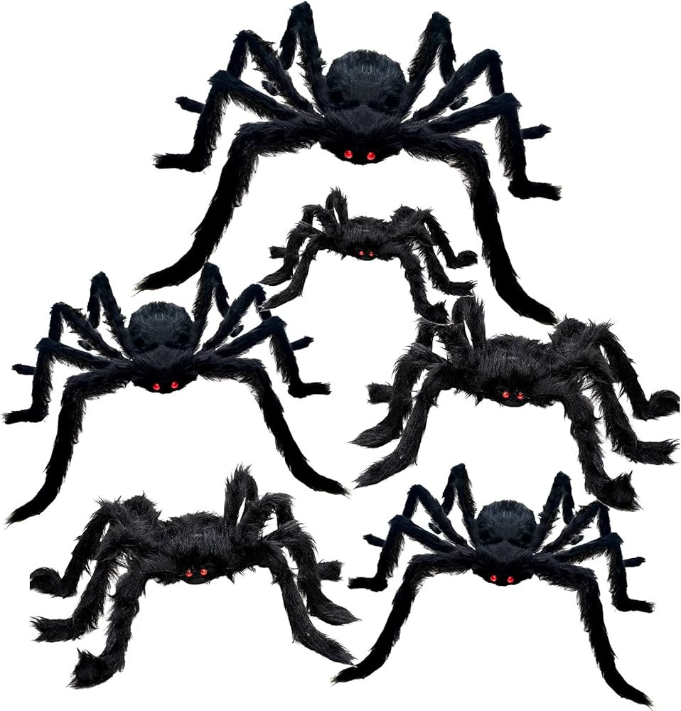 Amazon.com : 6 Pcs Outdoor Halloween Spiders Decorations, Giant Spiders Realistic Scary Spiders f... | Amazon (US)