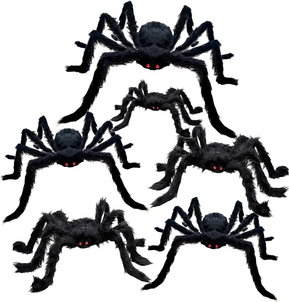 Amazon.com : 6 Pcs Outdoor Halloween Spiders Decorations, Giant Spiders Realistic Scary Spiders f... | Amazon (US)