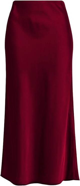 Women's Solid Satin High Waist Midi Long Skirt Hidden Elastic Waistband Skirt for Women-Made in U... | Amazon (US)