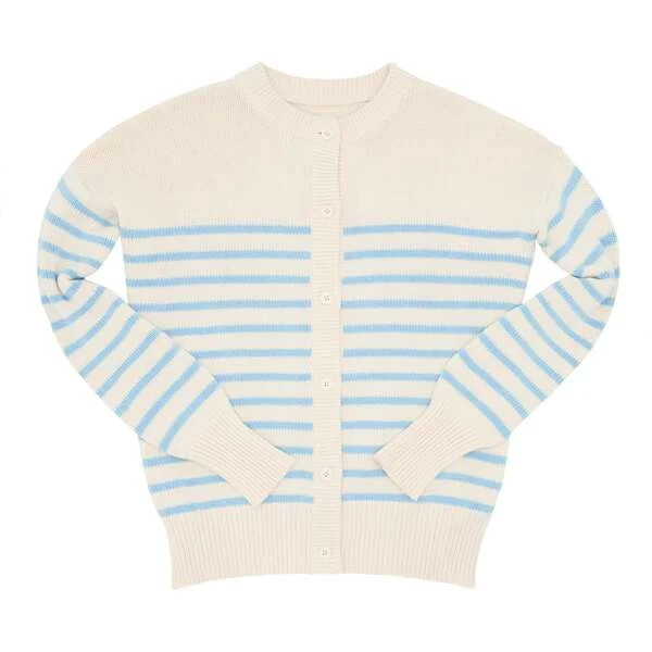 Women's Peri Stripe Cardigan, Cream And Blue | Maisonette