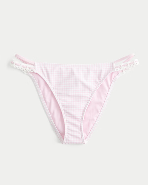 Crochet-Style Trim Double-Strap Cheeky Bikini Bottom | Hollister (US)