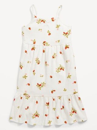 Sleeveless Strawberry-Print Rib-Knit Swing Dress for Girls | Old Navy (US)