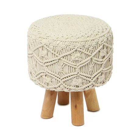 REDEARTH Foot Stool -Handmade Macrame Wooden 4 Legs Seat Footrest for Living Room Bedroom Nursery ki | Walmart (US)