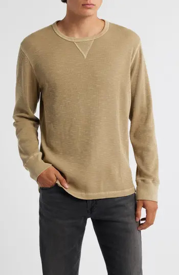 Treasure & Bond Thermal Waffle Slub Knit Long Sleeve T-Shirt in Tan Kelp at Nordstrom Rack, Size X-Large | Nordstrom Rack