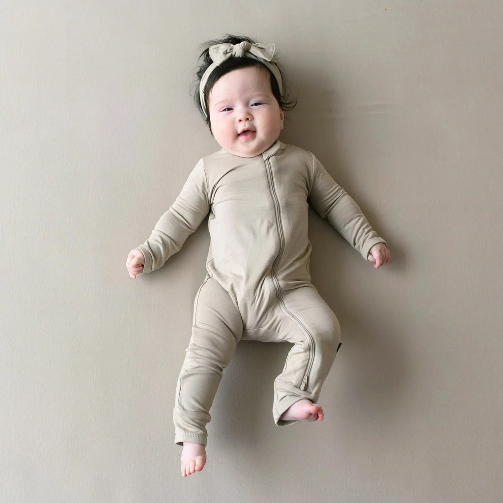 Zippered Romper in Almond | Kyte BABY