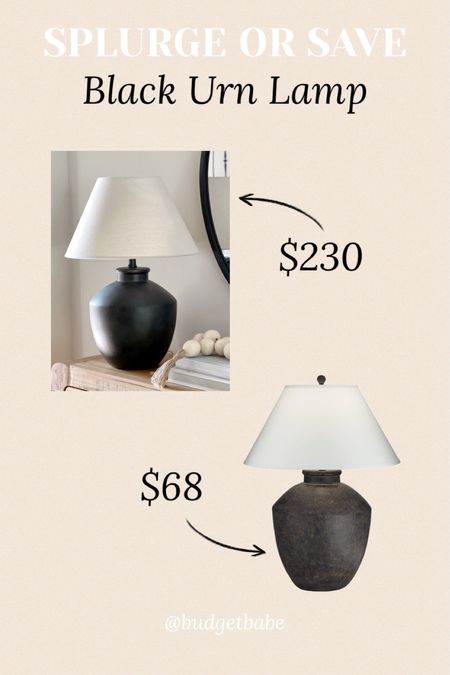 Splurge or save on this beautiful black urn lamp trend, one is Amazon the other is Walmart! #lookforless #walmarthome #amazonfinds 

#LTKhome