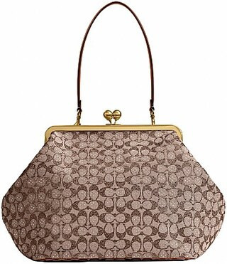 COACH Large Oversized Kisslock Frame Crystal Jacquard Satchel Clutch Bag - Burnished Amber | Dillard's