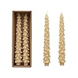Creative Co-Op Unscented Tree Shaped Taper Candles, Eggnog Beige, Boxed Set Of 2 | Amazon (US)