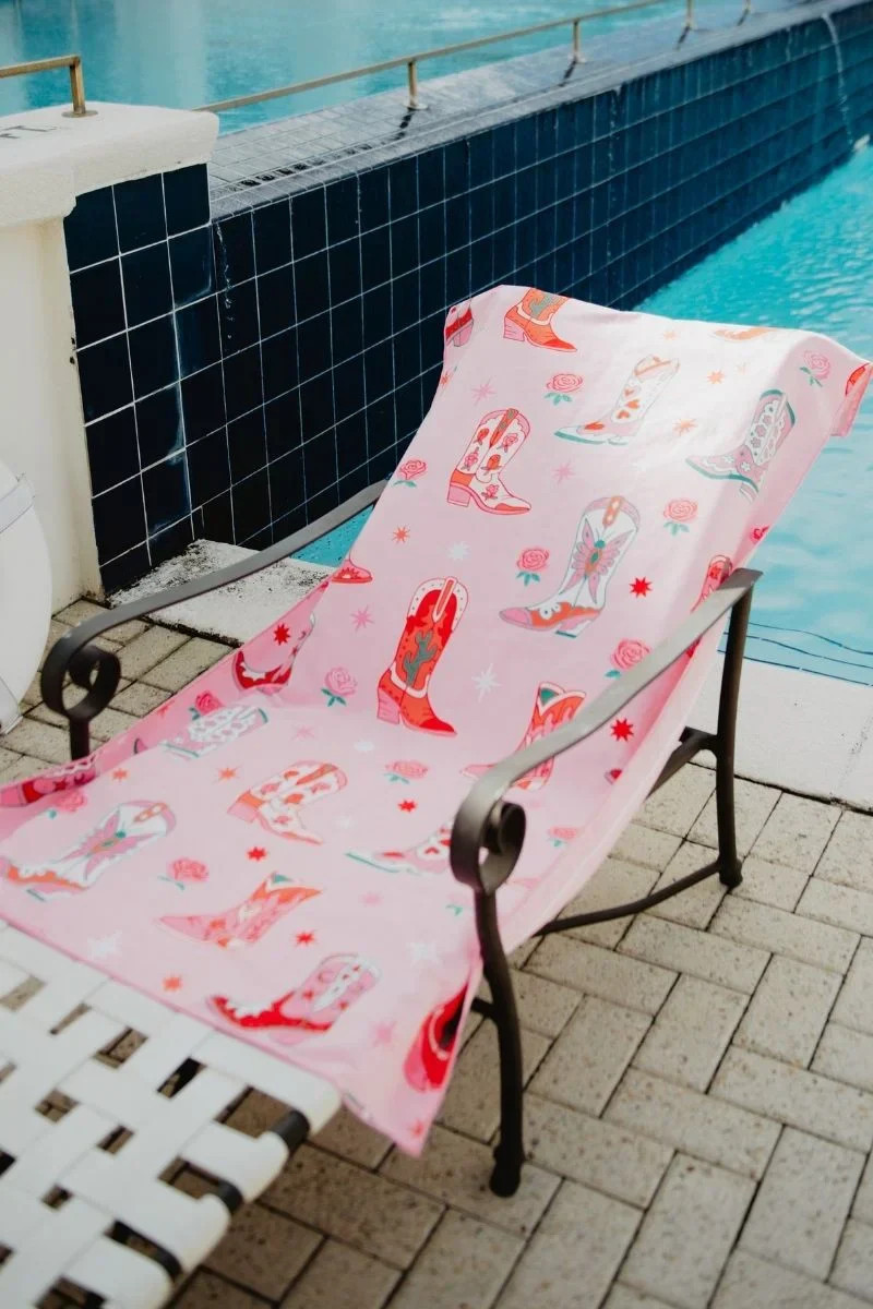 Boots and Flowers Reversible Travel Size Towel | Katydid