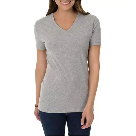 Women's Essential Short Sleeve V-Neck T-Shirt | Walmart (US)