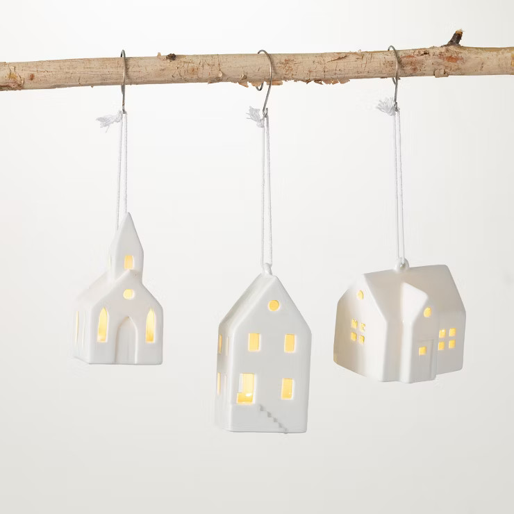 Led House Ornament White 3.5"H Ceramic Set of 3 | Target