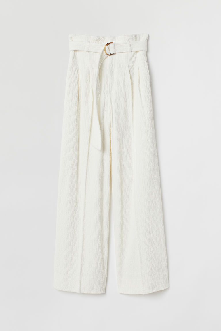 H & M - Wide corduroy trousers - White | H&M (UK, MY, IN, SG, PH, TW, HK)