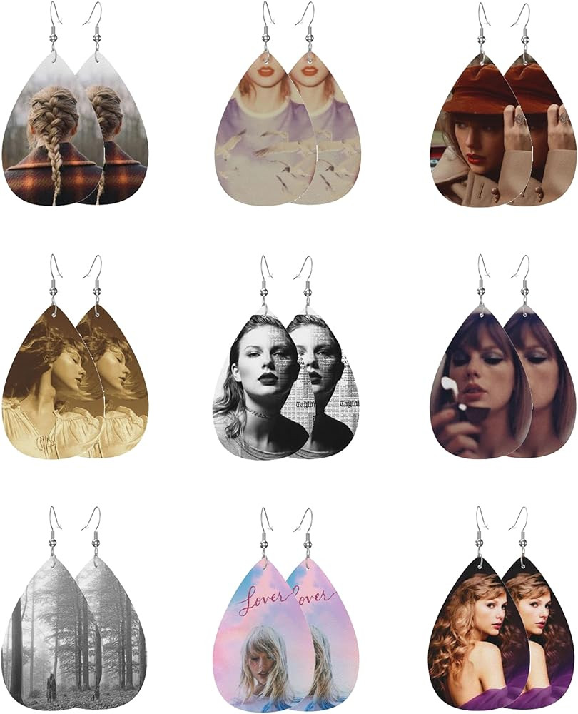 Taylor Style Leather Earrings - Chic & Elegant Fans Gift - Unique Lightweight Dangle Drop Earring... | Amazon (US)