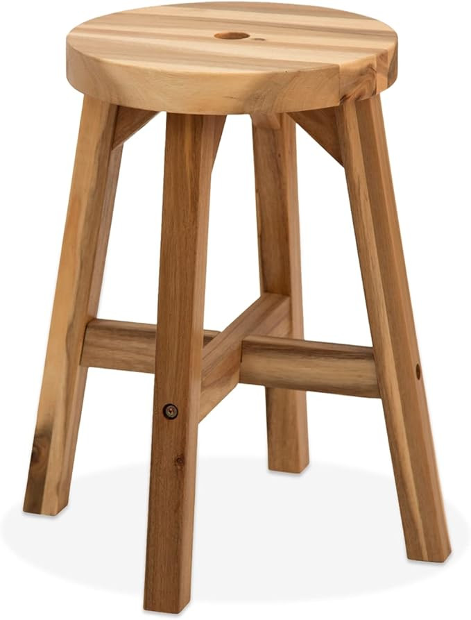BEEFURNI Round Wooden Stool, Acacia Wood Stool 18 inch, Wood End Table Stool, Plant Stool Stand I... | Amazon (US)