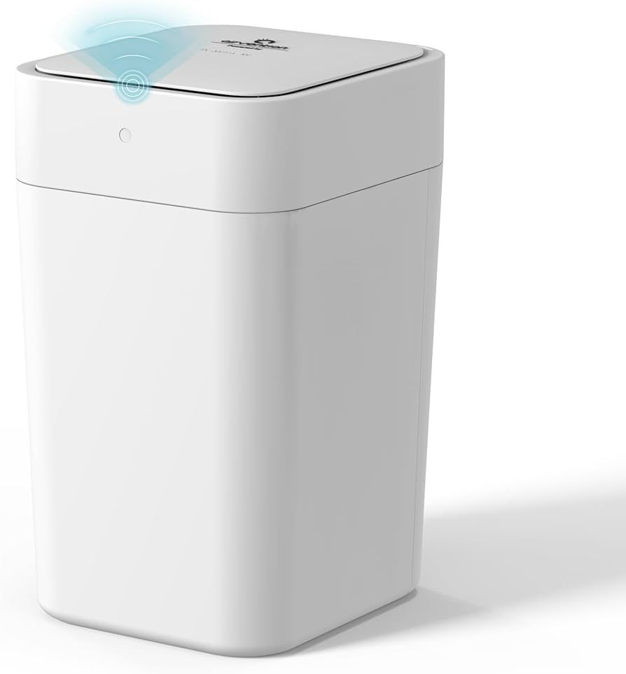White Motion Sensor Touchless Trash Can, 4 Gallon Trash Bin Cabinet Self Sealing and Self Bagging... | Amazon (US)