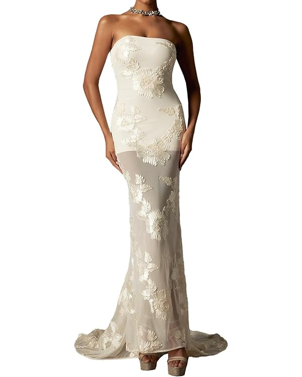 BELLA BARNETT White Embroidery Dress for Women | Amazon (US)