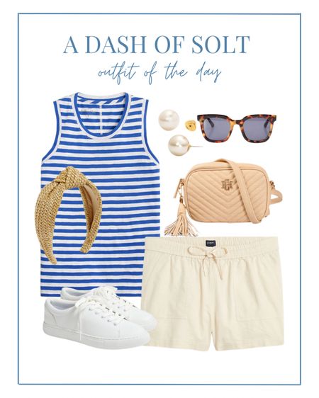 One of my favorite summer outfit of the day! The striped girlfriend tank from J.Crew is one of the best tops for summer. I pair mine with linen shorts or denim shorts and it’s always cute. 

Summer outfit, summer style, summer ootd, stripes, striped tank, preppy, preppy style, preppy fashion, preppy living, white sneakers, canvas sneakers, rattan headband, pearls, crossbody bag, classic style, mom style, American style 

#LTKSeasonal #LTKstyletip #LTKsalealert