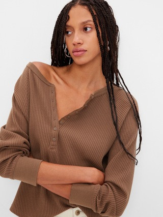 Waffle Knit Raglan Henley Shirt | Gap (US)