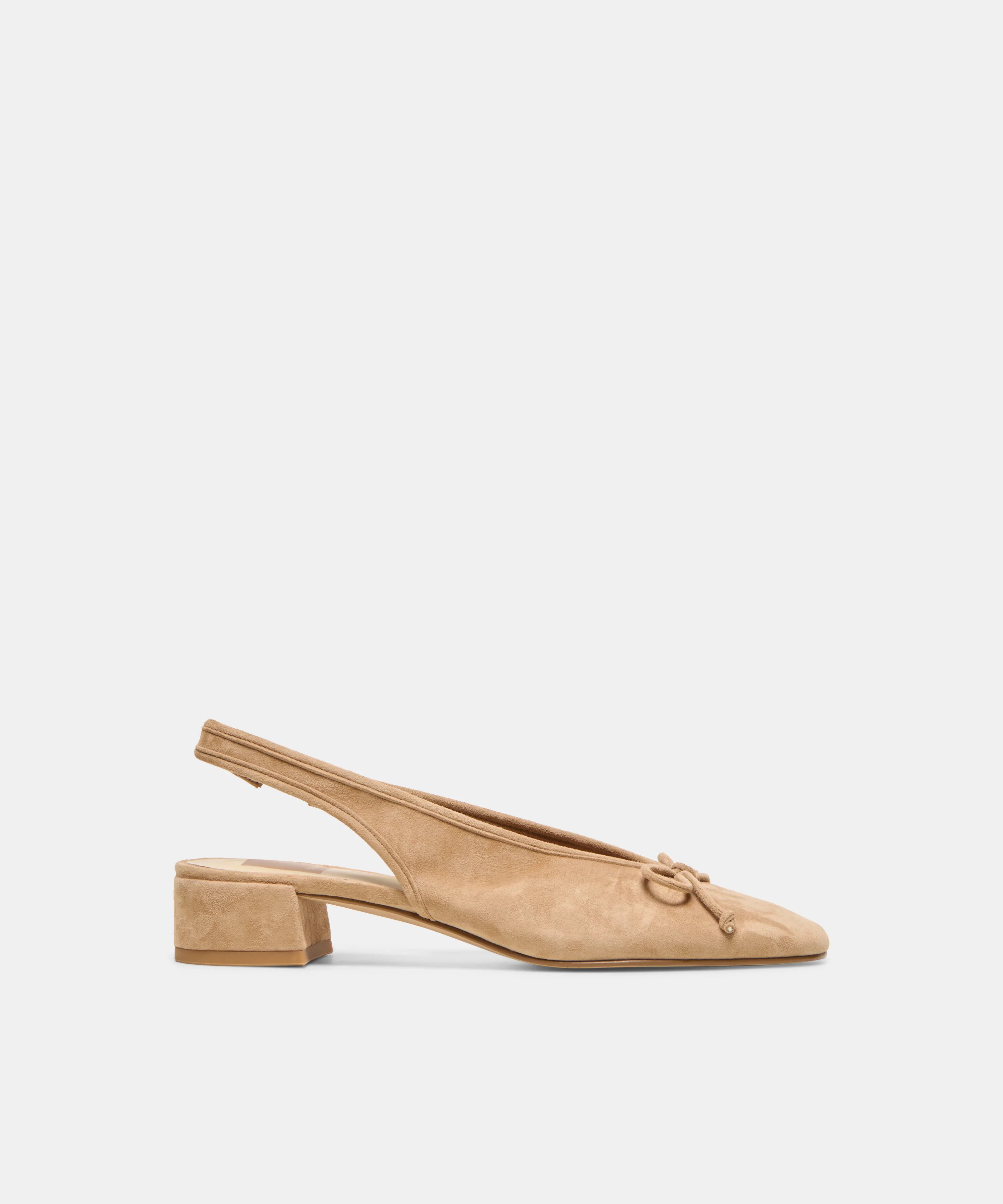 MARIEN MID Lt Brown Suede Slingback Ballet Block Heels | Dolce Vita | DolceVita.com