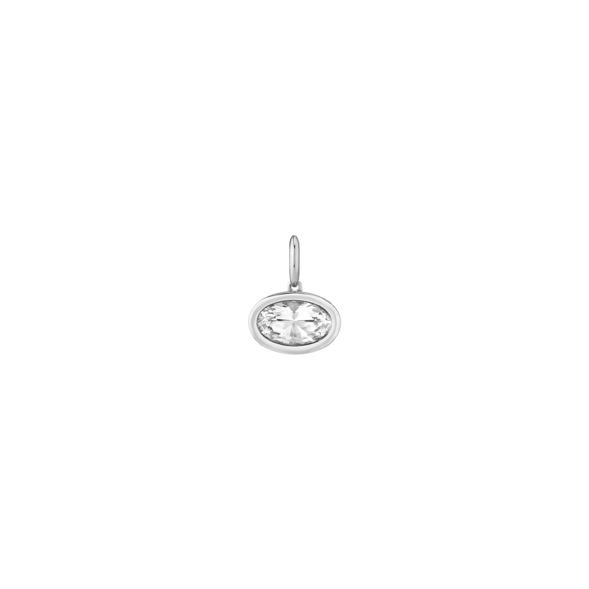Oval Lab Grown White Sapphire Bezel Pendant | AUrate New York