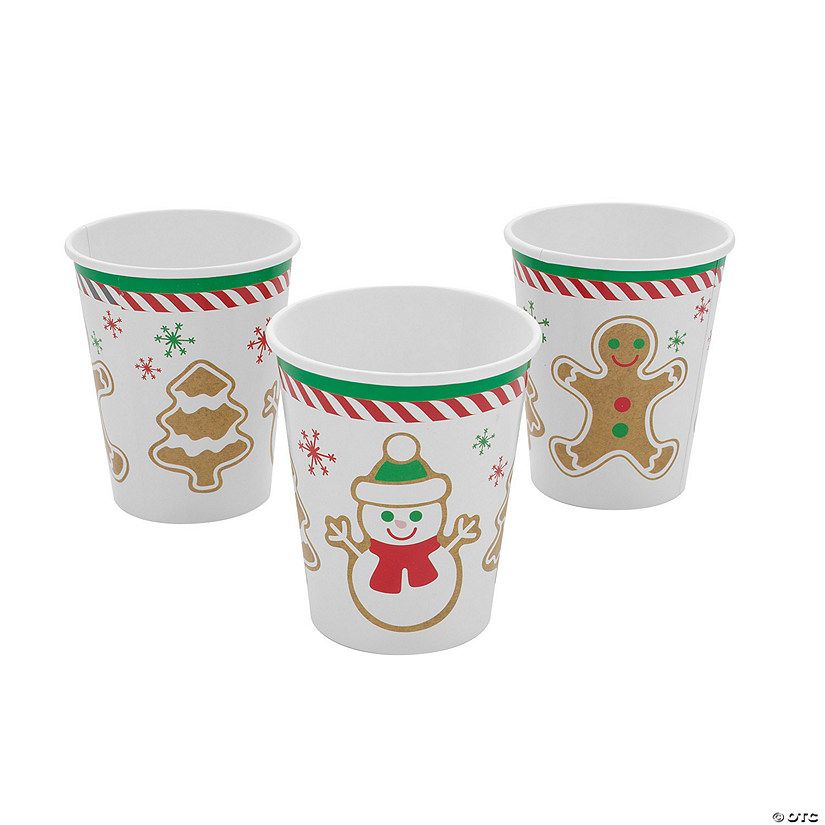 Gingerbread Man, Snowman & Christmas Tree Party Paper Cups - 8 Pc. | Oriental Trading Company