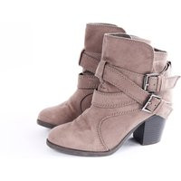 Us6.5 Vintage Faux Suede Brown Leather Buckle Belted Ankle Boots For Women Size Eu 37 Uk 4.5 Us 6.5 | Etsy (US)