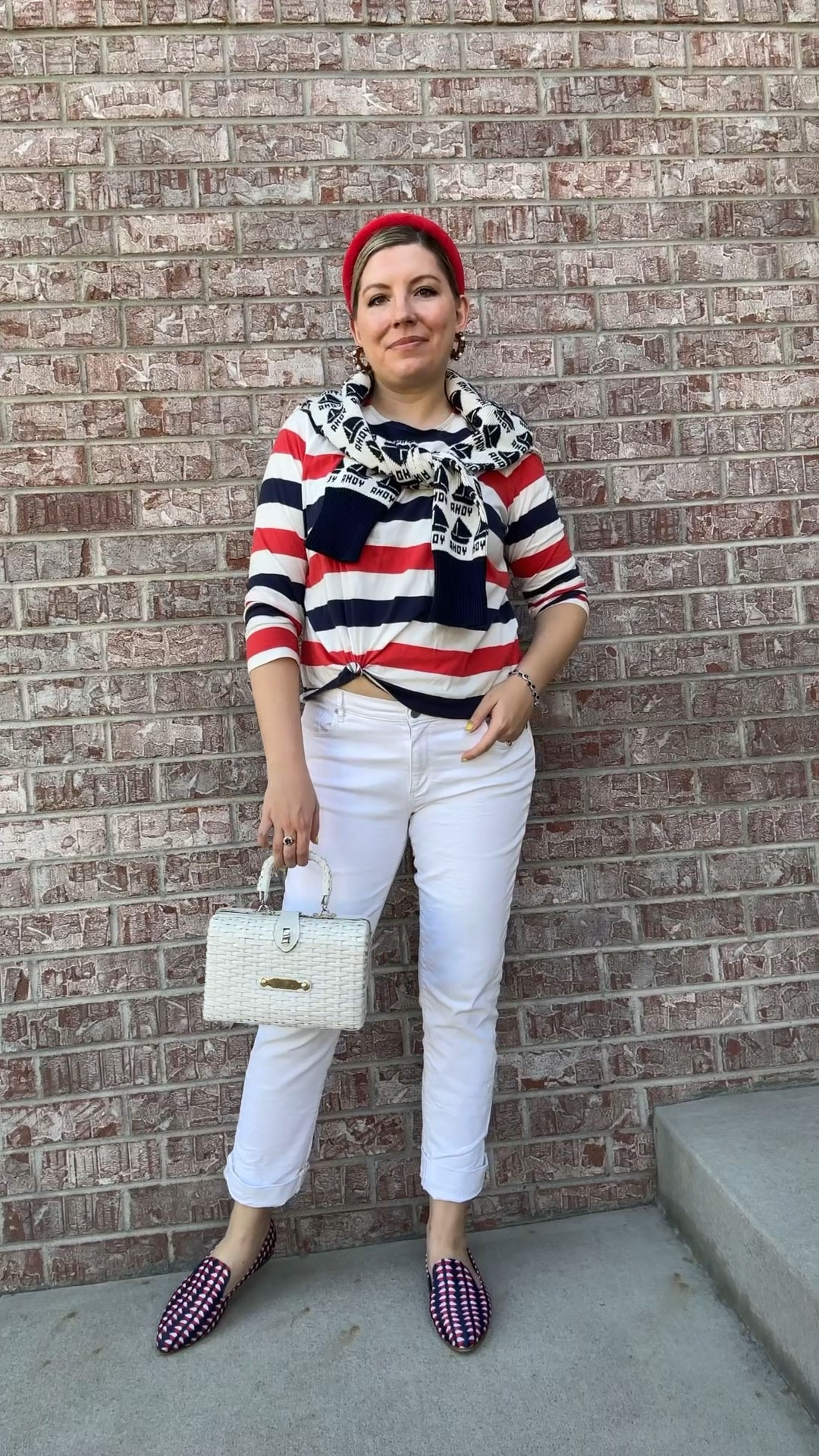 A nautical aesthetic fan living in a landlocked state… 🙌 

Headband - ? (Similar linked)
Earrings - Lele Sadoughi
Shirt - Boden 
Sweater - Tory Burch
Jeans - Loft (similar linked)
Bag - Vintage (similar linked)
Shoes - JustFab (similar linked)

#LTKWatchNow #LTKSeasonal #LTKItBag
