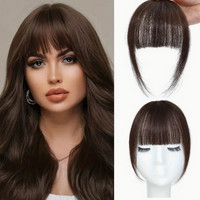 Synthetic dark brown black cut bangs - One piece bangs wig, adding natural fluffiness and length, hair accessory clip style bang | AliExpress (US)