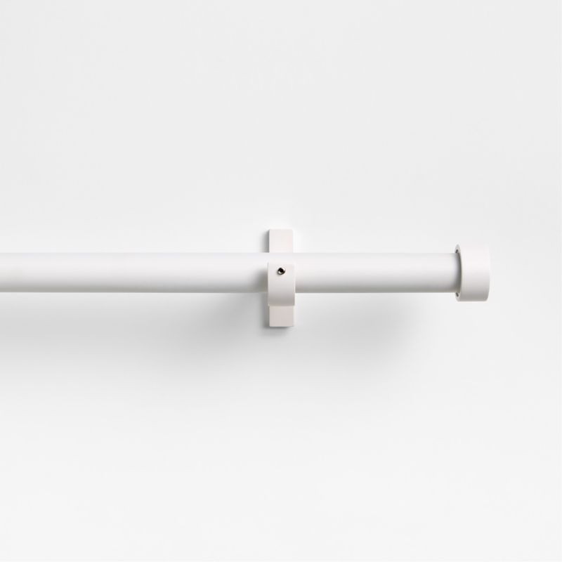 Matte White 1" Curtain Rod and End Cap Finials Set 28"-48" | Crate & Kids | Crate & Barrel