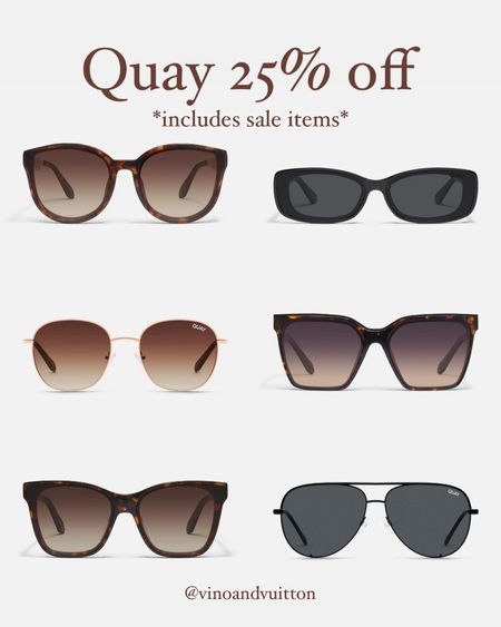 Quay sunglasses sale!! 25% off includes sale items!

Swim, sunglasses, designer inspired, sunglass sale, quay sunglasses 

#LTKswim #LTKsalealert #LTKfindsunder100